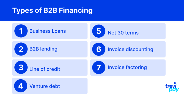 Types of B2B financing infographic